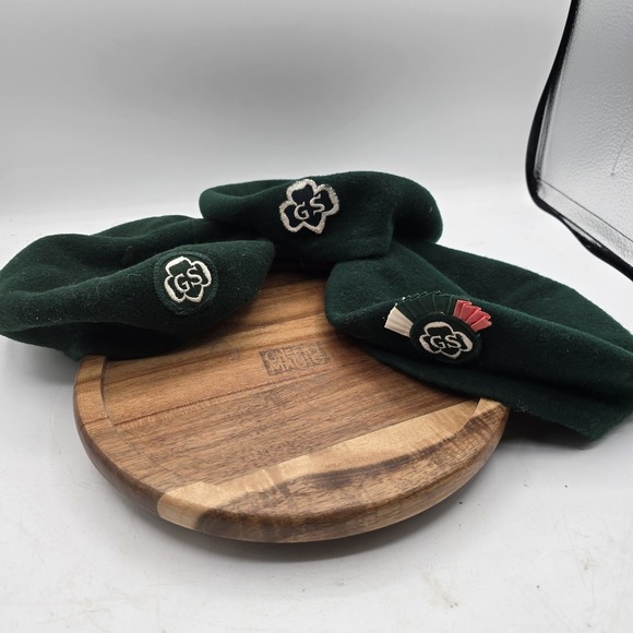 Other - X3 Vintage Girl Scouts of America Green Berets Wool 1970's